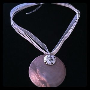 Sand Dollar & Shell Drop Pendant on Ribbon & Cord